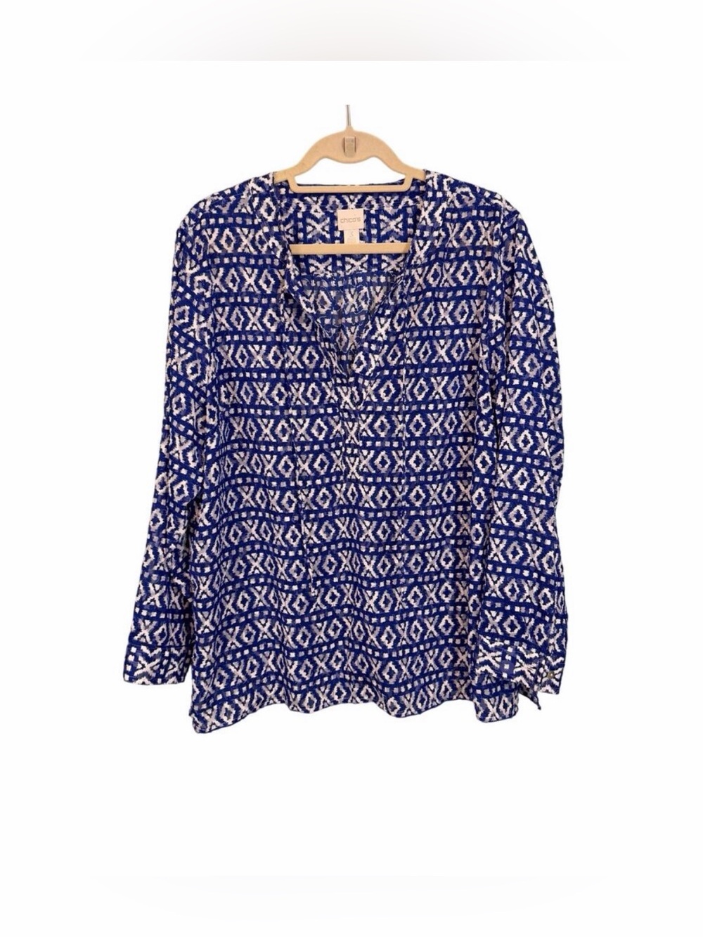 Chico’s Peasant Tunic in Ikat Print| Size: 3 (16)